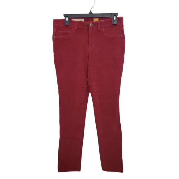 Anthropologie Pilcro & The Letterpress Serif Deep Red Corduroy Skinny‎ Pants 28 - Picture 1 of 10